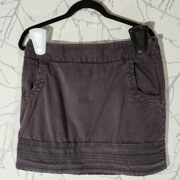 Elevenses Brown Squiggle Trim Mini Skirt w/ Pockets - Picture 1 of 4